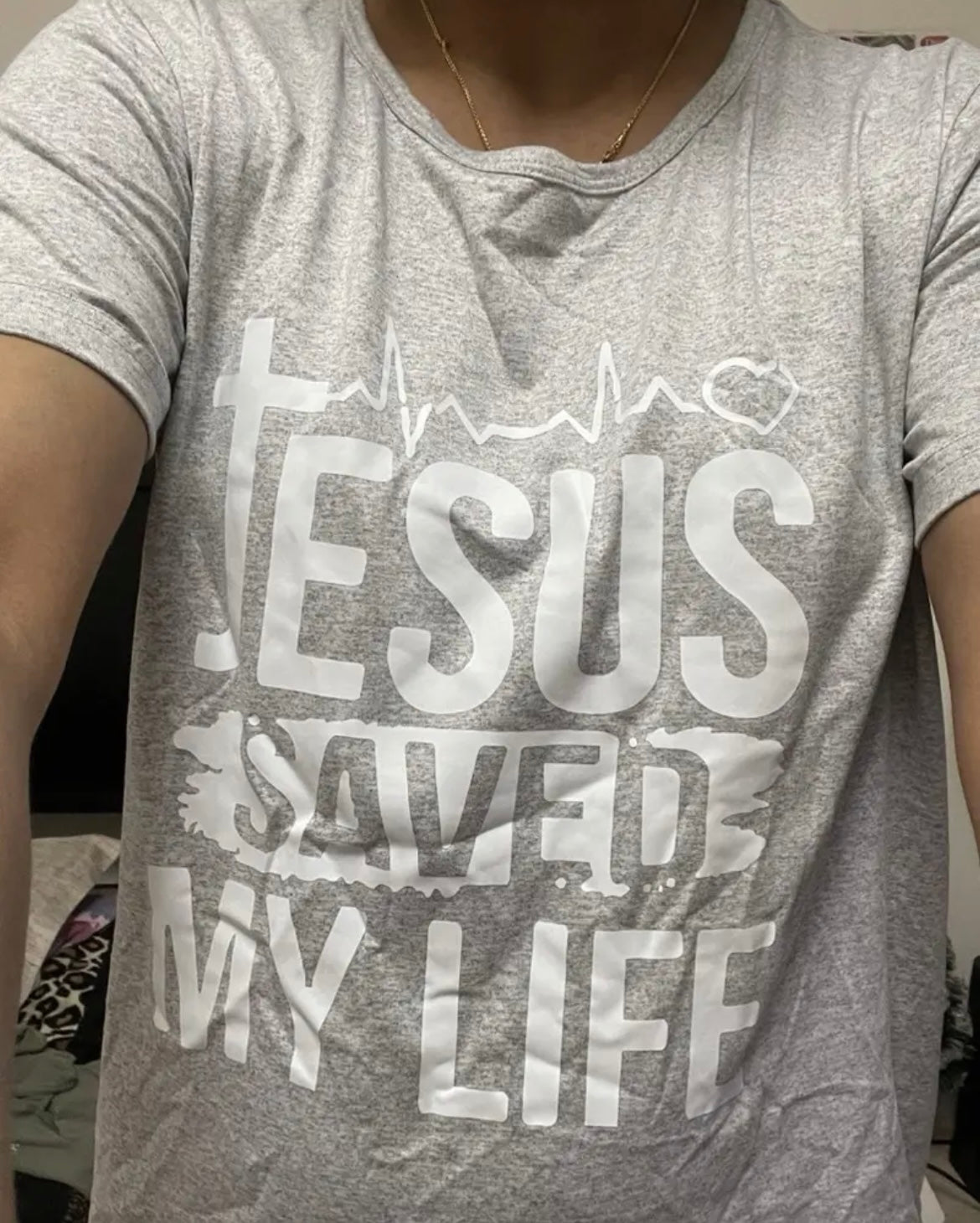 JESUS saved my Life Trendy Letter Graphic Tee - Comfortable & Breathable, Perfect for Summer Casual or Sporty Outfits