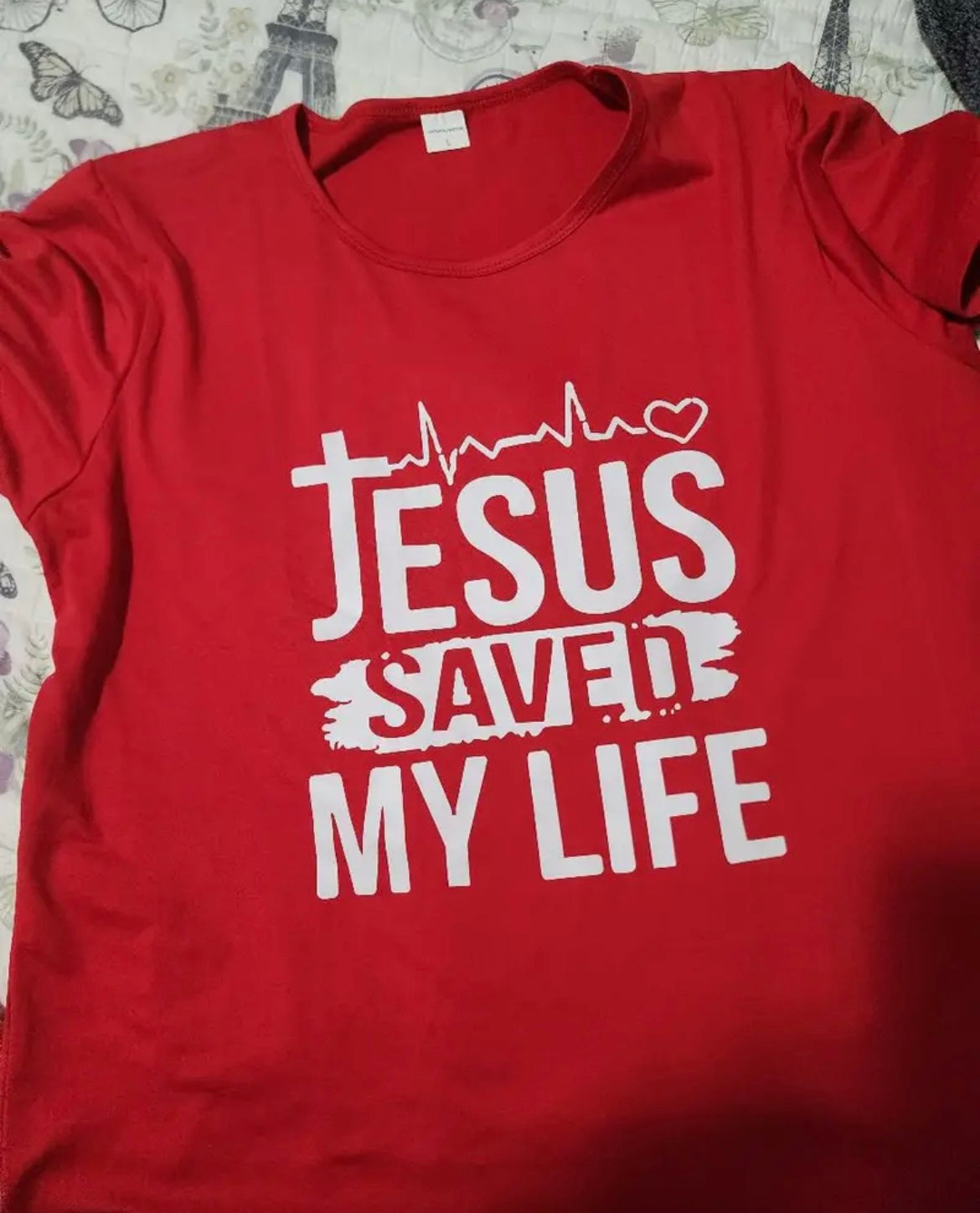 JESUS saved my Life Trendy Letter Graphic Tee - Comfortable & Breathable, Perfect for Summer Casual or Sporty Outfits