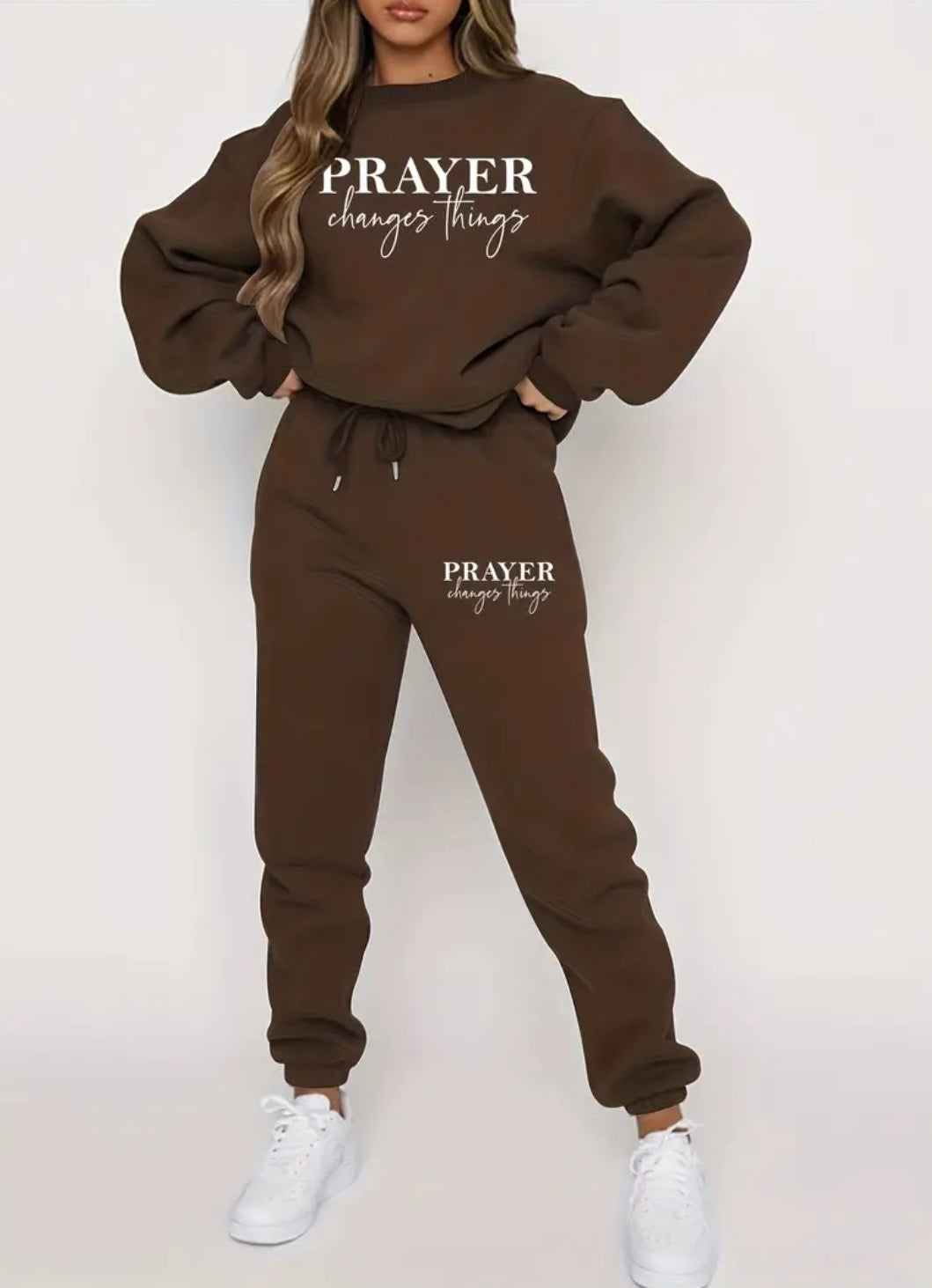 Prayer Changes Things 2-Piece Sweatshirt & Sweatpants Set - Faith-Inspired Comfort Wear