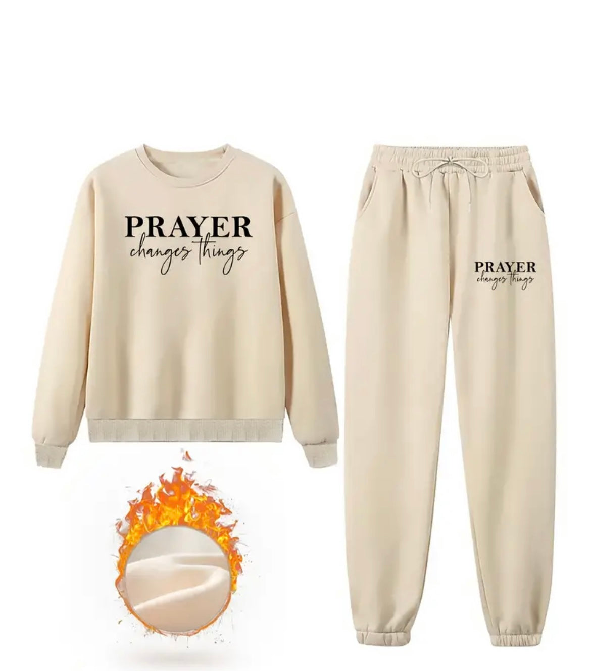 Prayer Changes Things 2-Piece Sweatshirt & Sweatpants Set - Faith-Inspired Comfort Wear