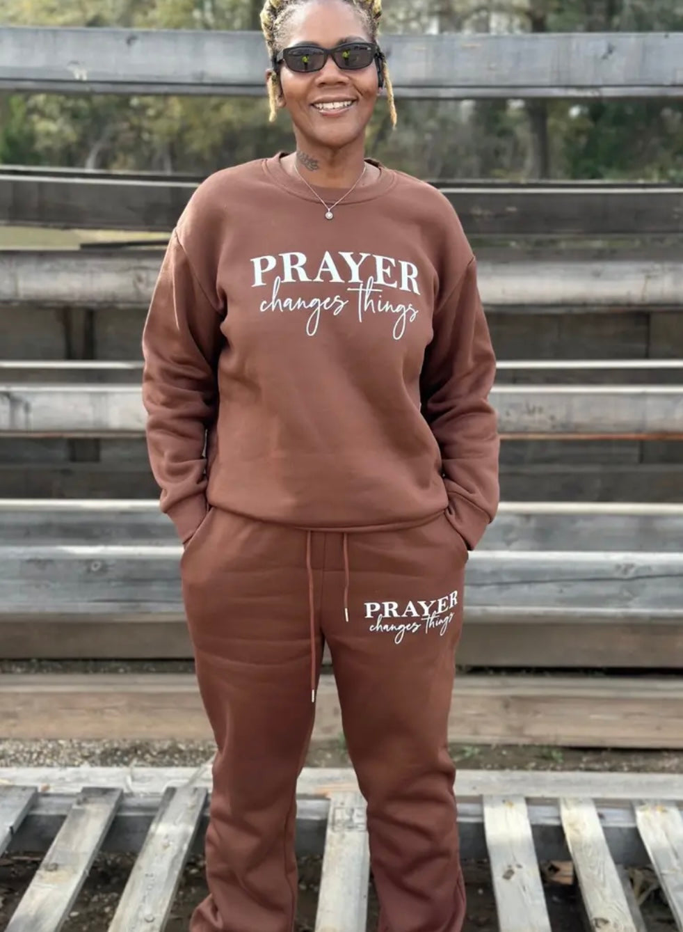 Prayer Changes Things 2-Piece Sweatshirt & Sweatpants Set - Faith-Inspired Comfort Wear